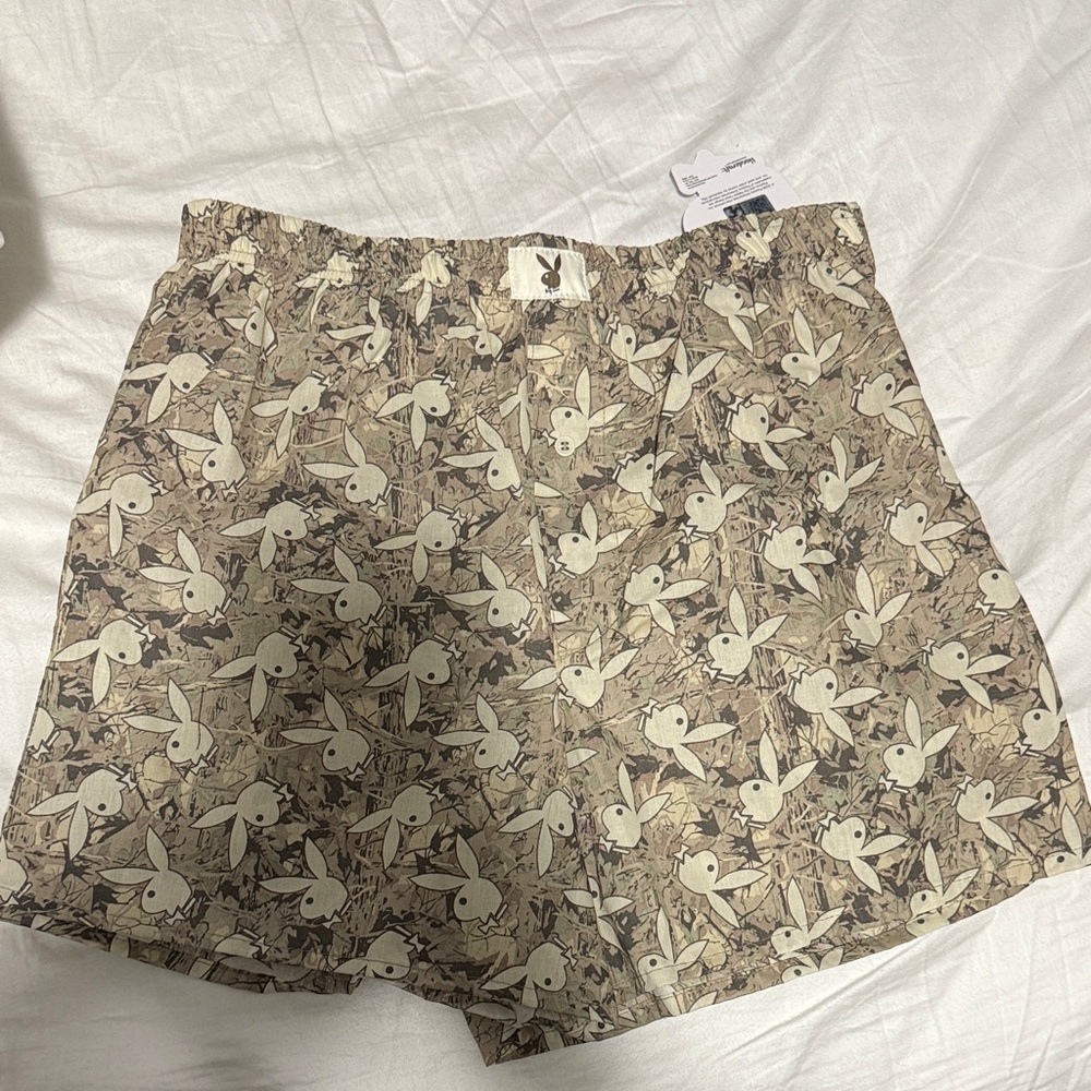 PLAYBOY Beige Camo Hunter Leaf Bunny-Print Boxers